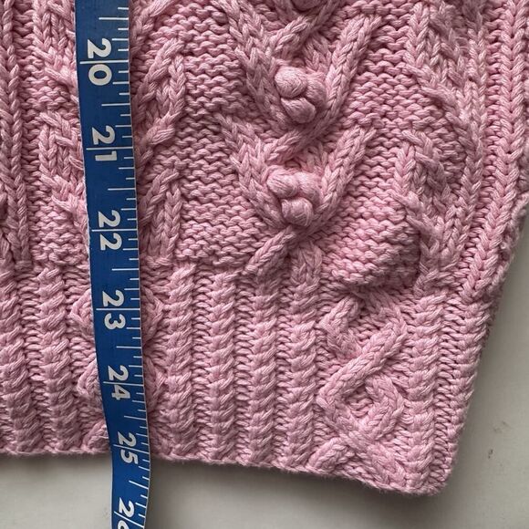 Vintage Express Hand Knitted Sweater Pom Pom Knit Mock Neck Pink Women’s Size M - Picture 11 of 12